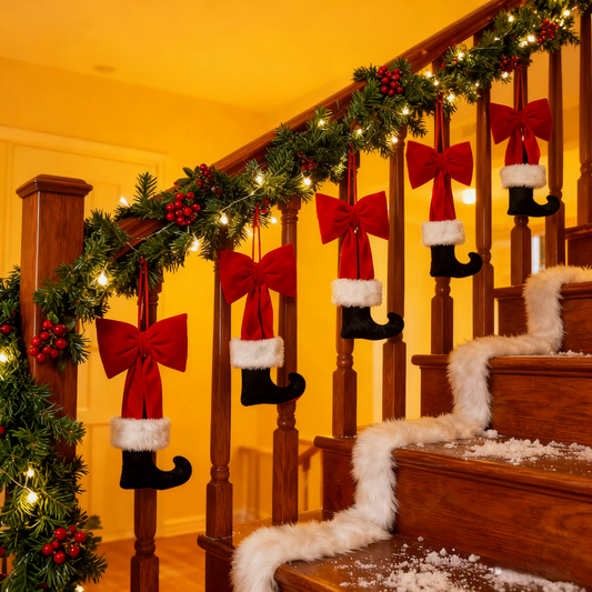 🎄Early Christmas Sale🔥Christmas Bow Ornament with Black Feet