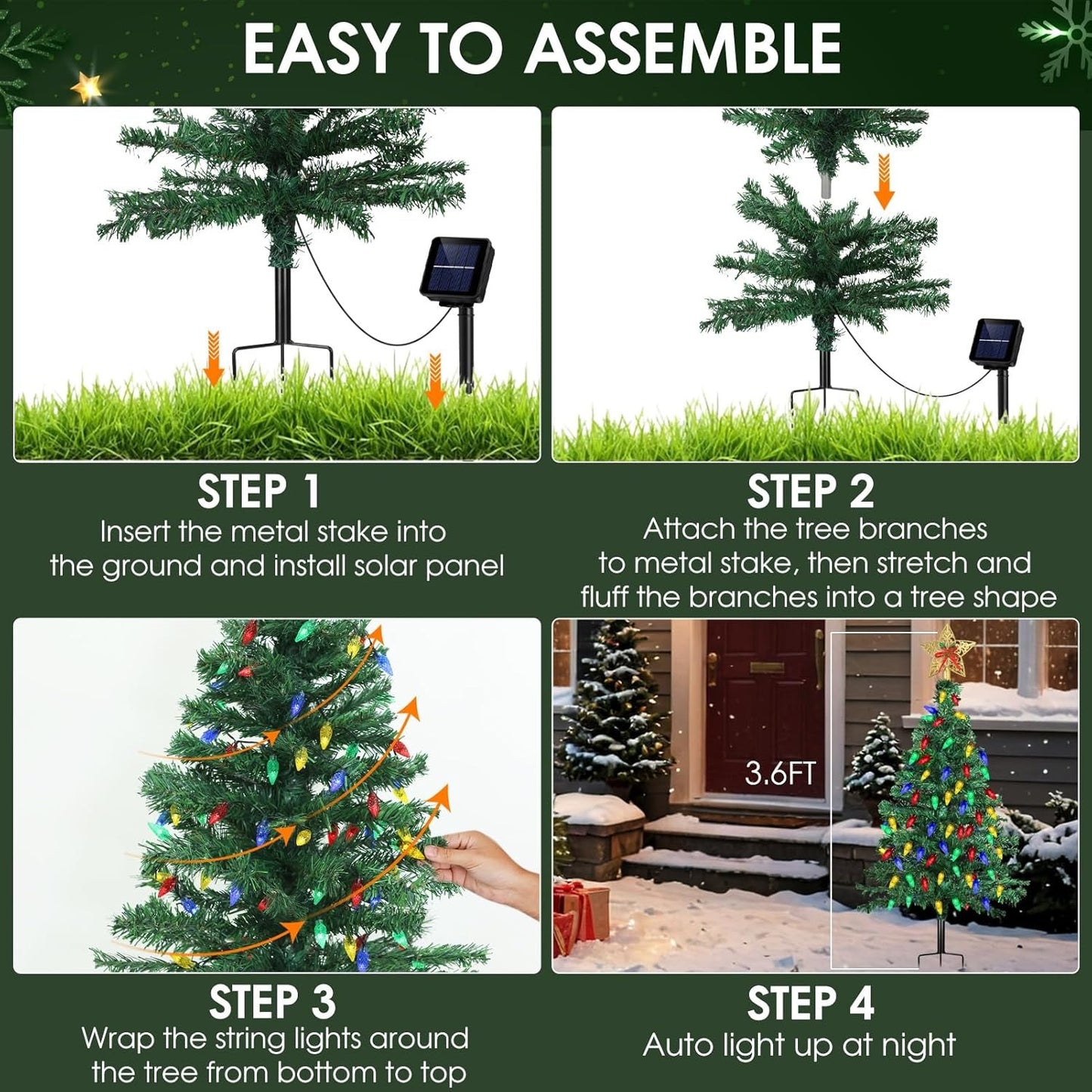 🎄2025 Christmas On Sale✨Solar Christmas Tree Outdoor Christmas Decorations