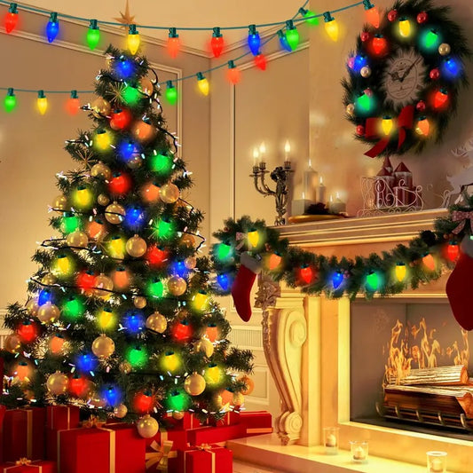 🎄Early Christmas Sale🔥Vintage Christmas String Lights with Timer,Waterproof