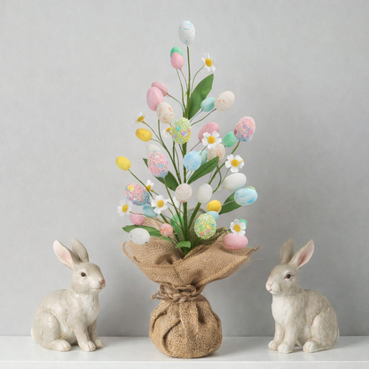 Easter Egg Tree Decoration,Easter Table Tree Decoration, Artificial Easter Egg Tree with Burlap Base
