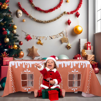 🎄2025 Christmas On Sale✨Christmas Gingerbread Playhouse Table Cover