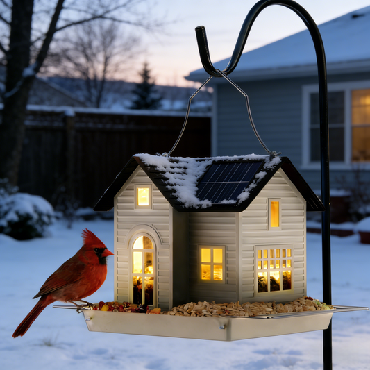 Solar-Powered Rustic Metal Bird Feeder