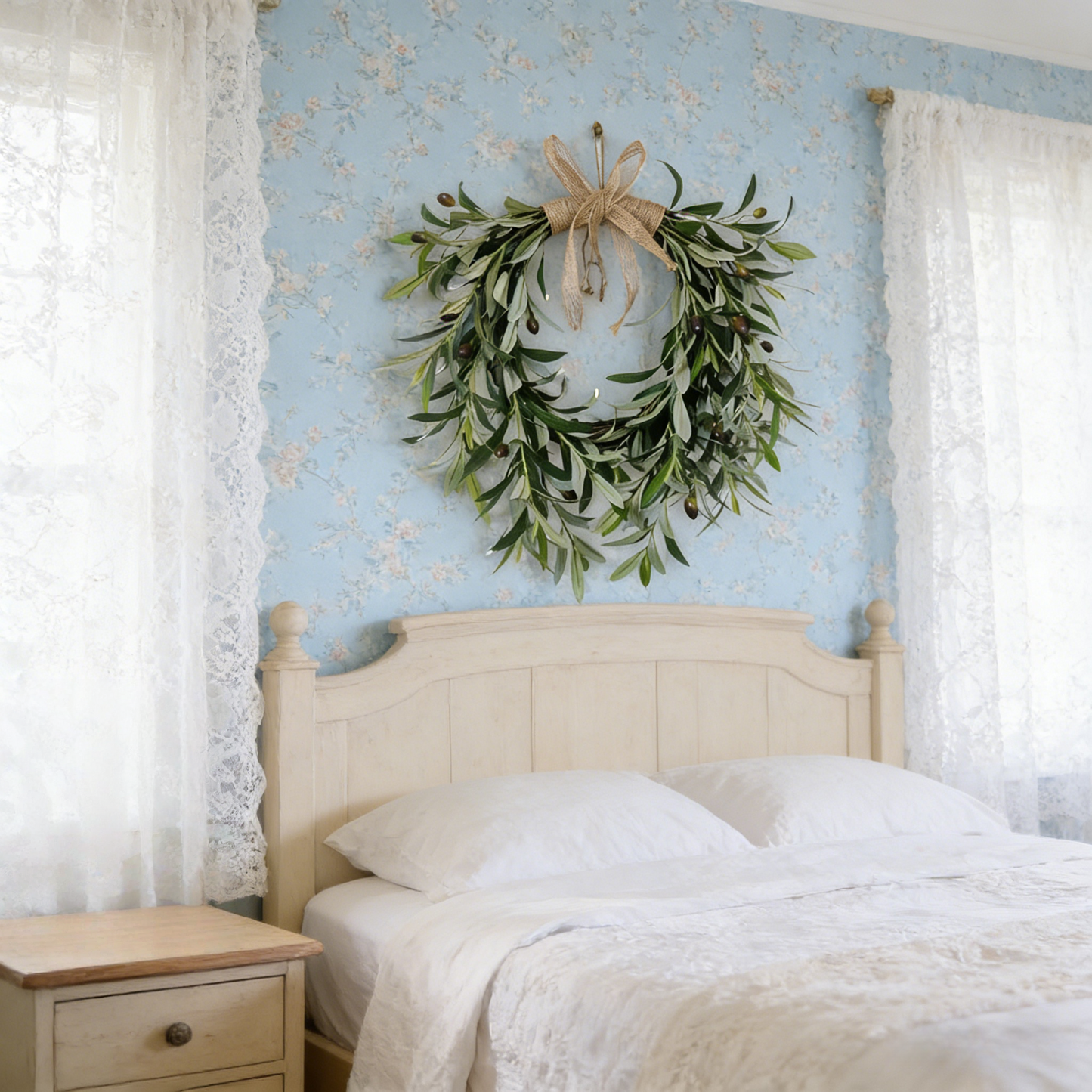 Heart Shaped Artificial Olive Leaf & Fruit Wreath