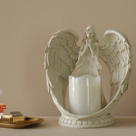 Elegant Angel Candle Holder – Resin Angel Statue with Candle for Home Decor and Spiritual Ambiance