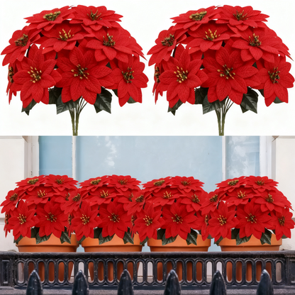 🎄2025 Christmas On Sale✨Poinsettias Artificial Christmas Flowers Indoor Outdoor Decor