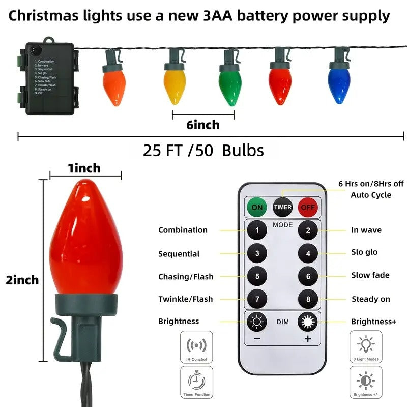 🎄Early Christmas Sale🔥Vintage Christmas String Lights with Timer，Waterproof