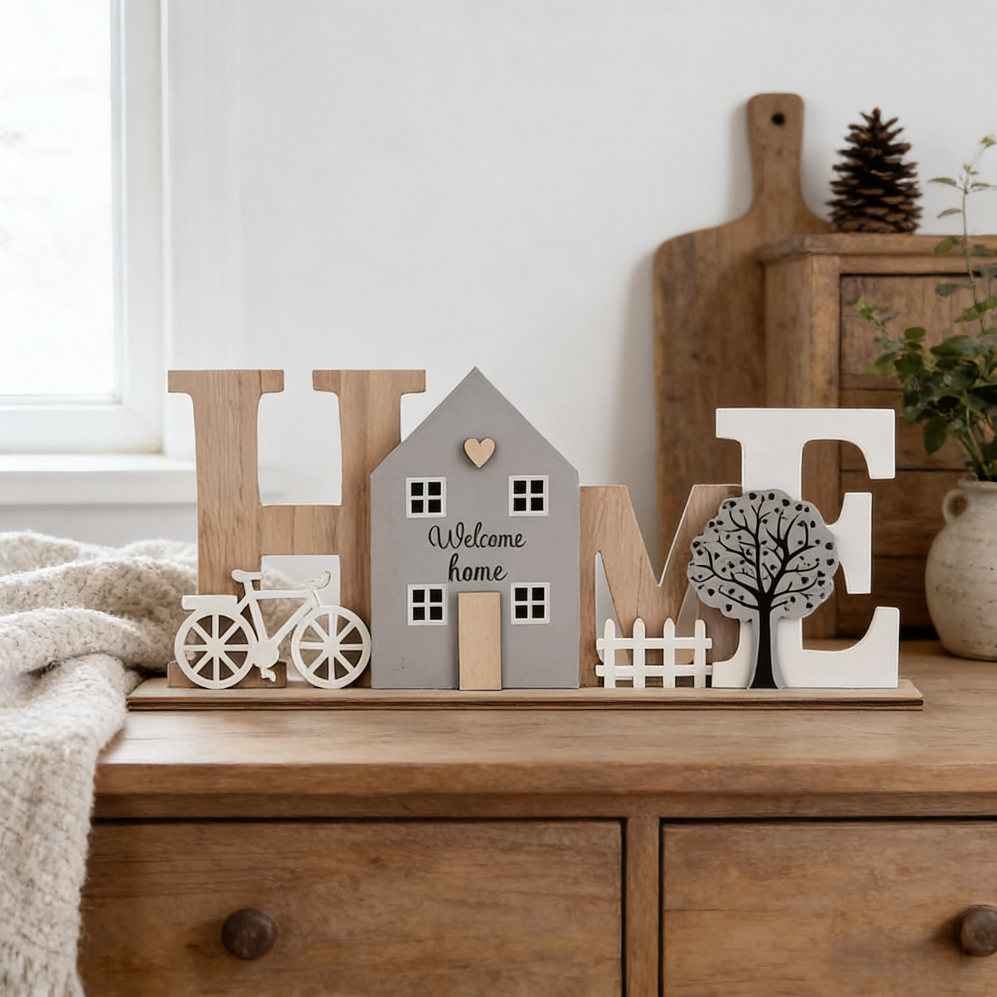 Rustic Wooden Letter HOME Decorative Ornament