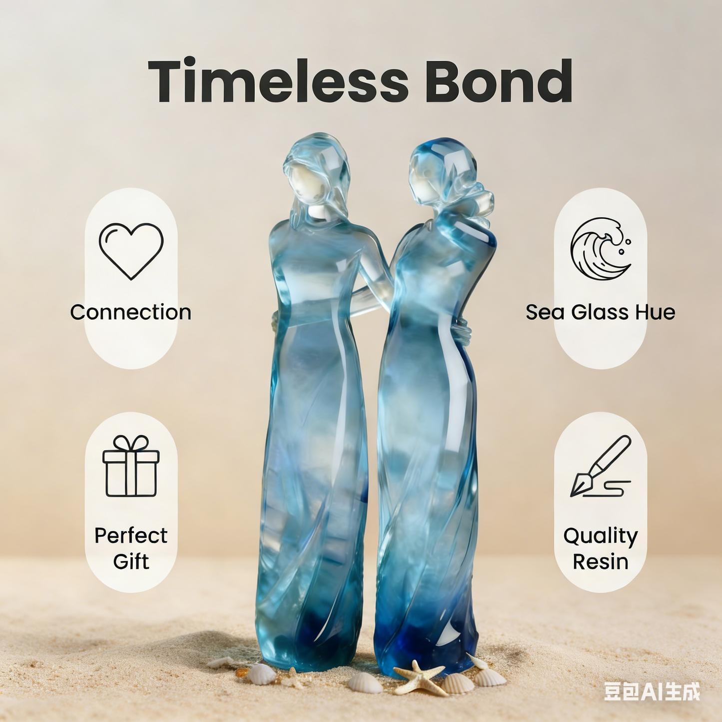 Celebrates Friendships Sea Glass Sisters Sculpture