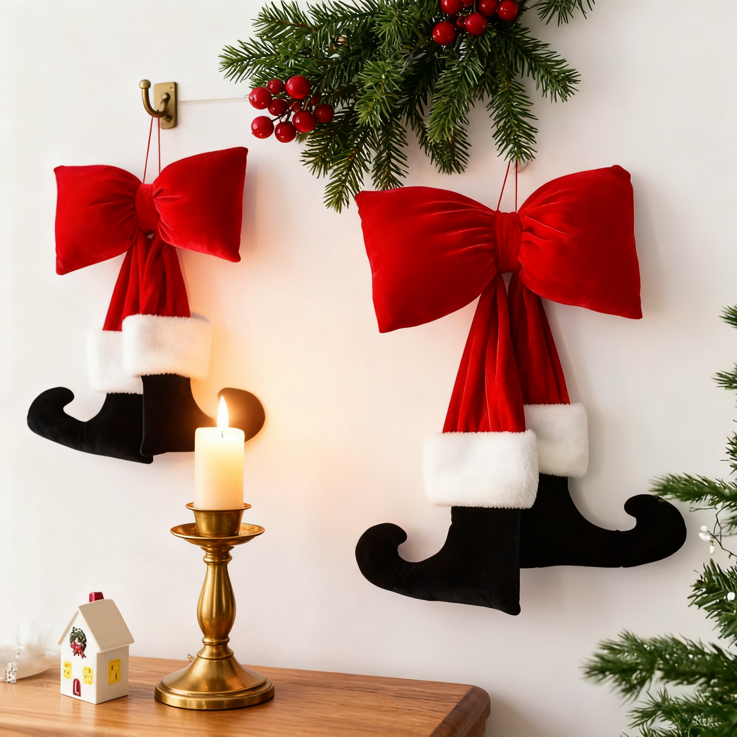 🎄Early Christmas Sale🔥Christmas Bow Ornament with Black Feet