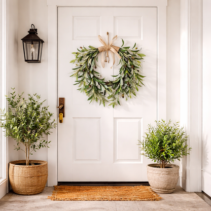 Heart Shaped Artificial Olive Leaf & Fruit Wreath