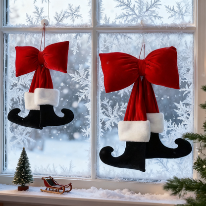 🎄Early Christmas Sale🔥Christmas Bow Ornament with Black Feet