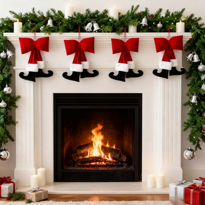 🎄Early Christmas Sale🔥Christmas Bow Ornament with Black Feet