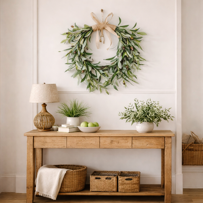 Heart Shaped Artificial Olive Leaf & Fruit Wreath