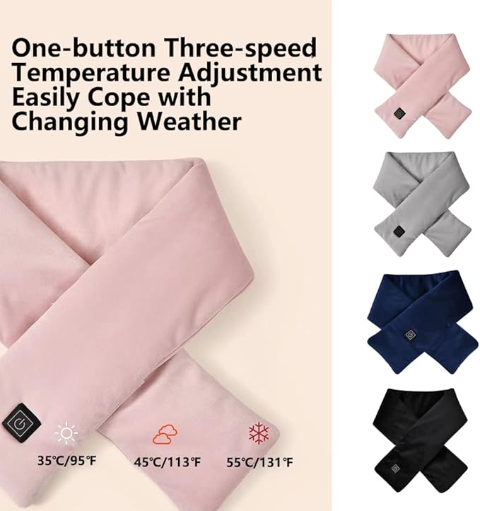 USB Heated Scarf with 3 Levels Adjustable Temperature