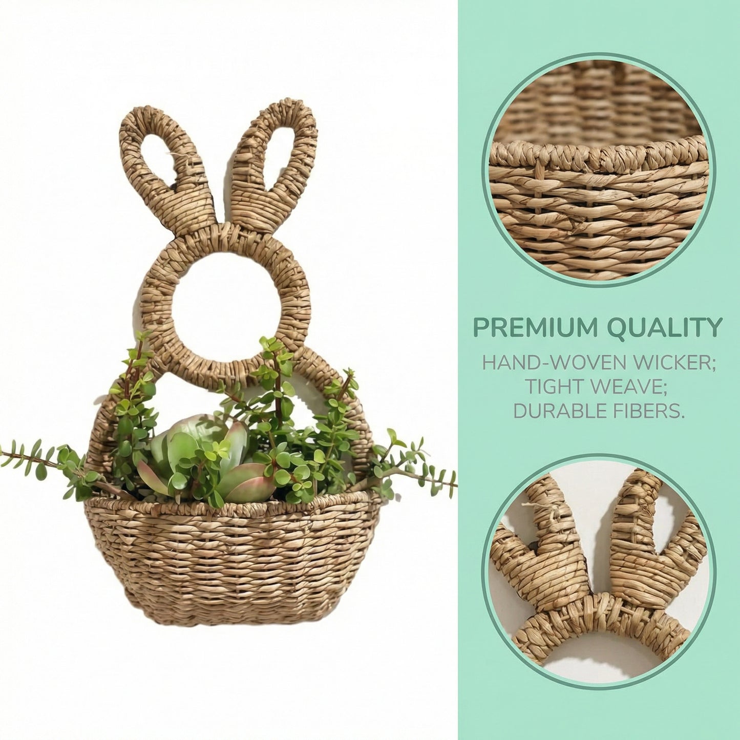 Bunny Basket Hanging Wall Pocket Spring Decor