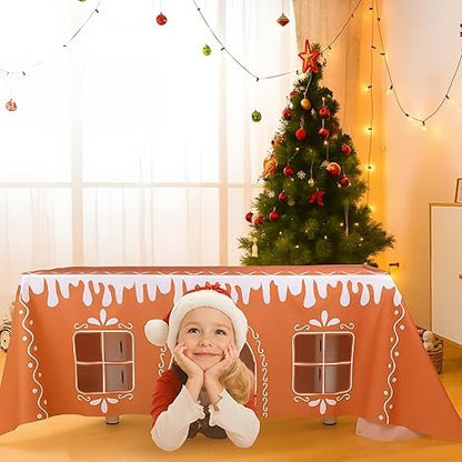 🎄2025 Christmas On Sale✨Christmas Gingerbread Playhouse Table Cover