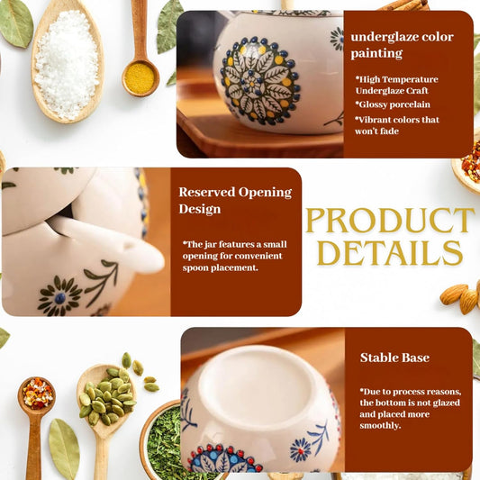 Ceramic Chicken Spice Jars with Lid and Spoon