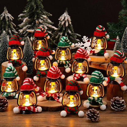 🎄Early Christmas Sale⛄4 PCS Mini Snowman Lantern with Hats and Scarves