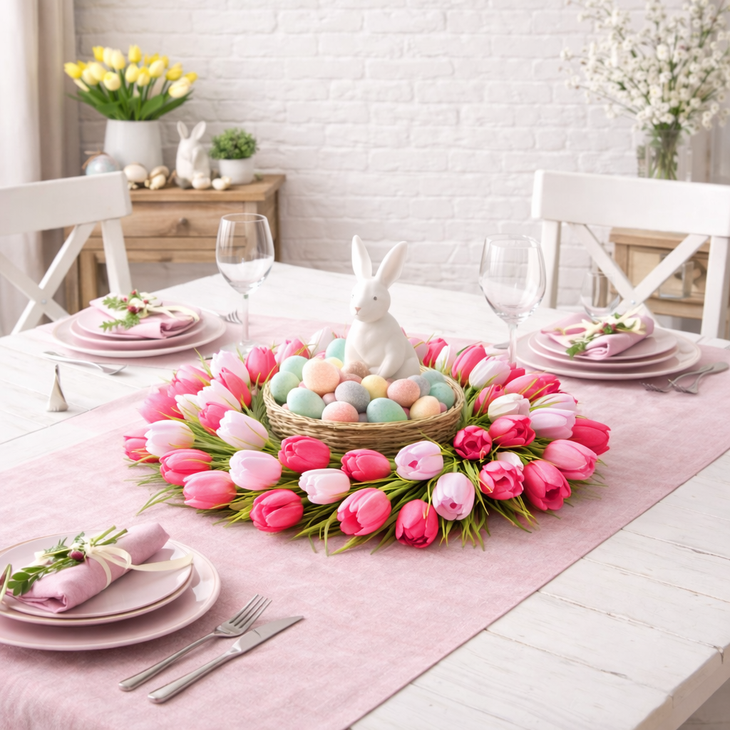 Artificial Tulip Wreath for Easter and spring decorating