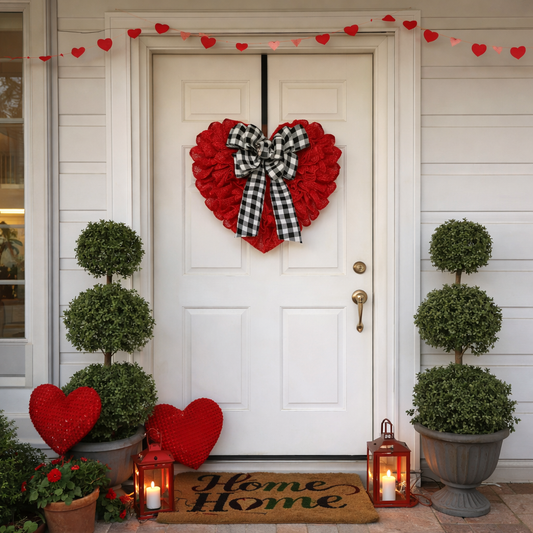 Valentines  Burlap Wreath  Door Decor
