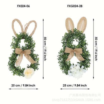 Easter Bunny-Themed Artificial Flower Wreath