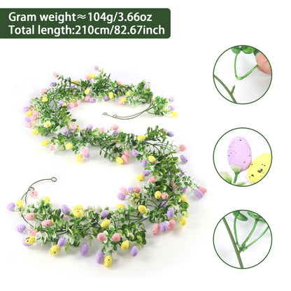 Easter Artificial Garland Decor with Colorful Eggs and Eucalyptus Leaves
