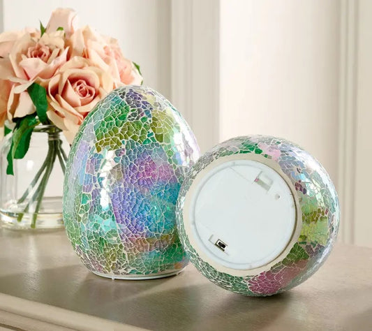 Set of (1) 6" Illuminated Mosaic Eggs by Valerie