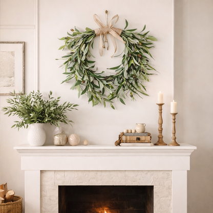 Heart Shaped Artificial Olive Leaf & Fruit Wreath