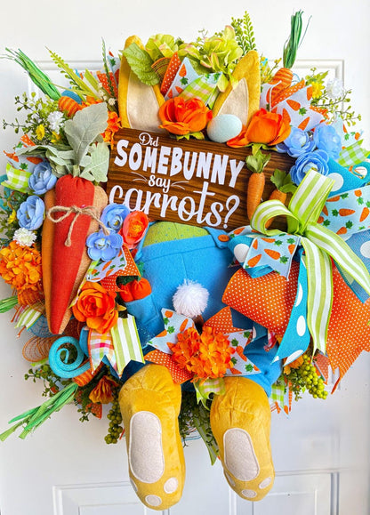 Head-First for Carrots! 🐰 Easter Bunny Front Door Wreath
