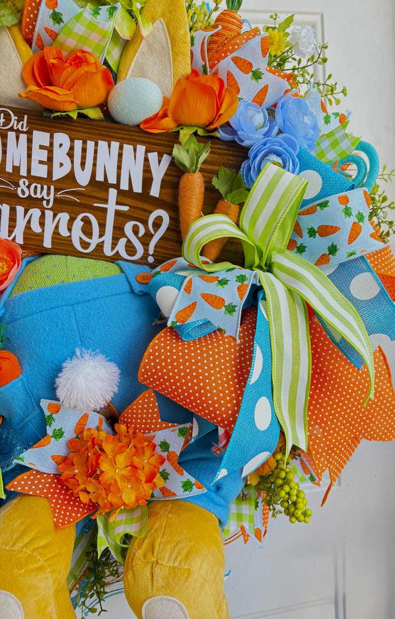 Head-First for Carrots! 🐰 Easter Bunny Front Door Wreath
