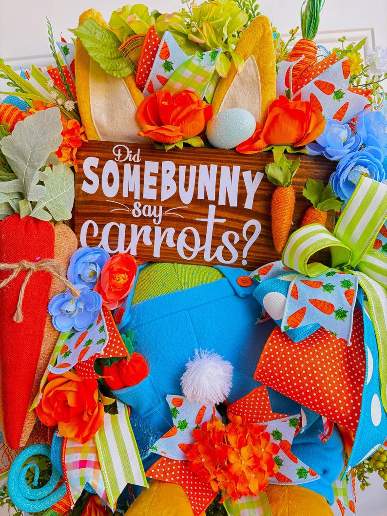 Head-First for Carrots! 🐰 Easter Bunny Front Door Wreath