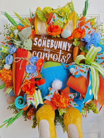 Head-First for Carrots! 🐰 Easter Bunny Front Door Wreath