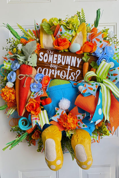 Head-First for Carrots! 🐰 Easter Bunny Front Door Wreath
