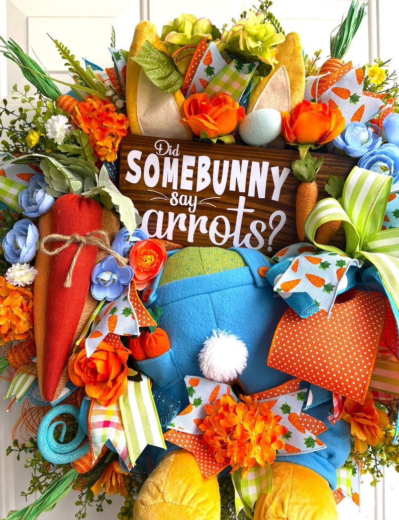 Head-First for Carrots! 🐰 Easter Bunny Front Door Wreath