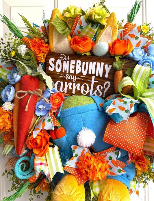 Head-First for Carrots! 🐰 Easter Bunny Front Door Wreath