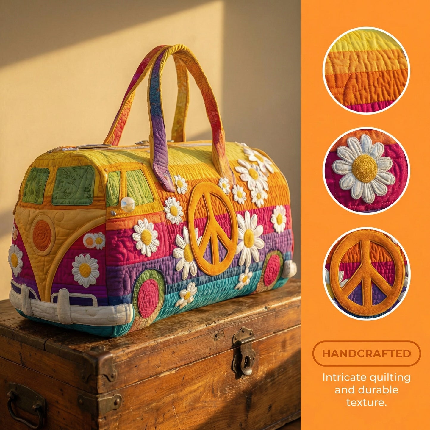 Unisex Bohemian Quilted Weekender Bag