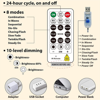 Fairy String Hanging  Curtain Lights with Remote