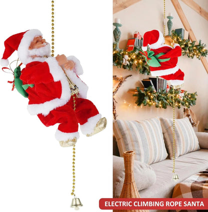 🎄2025 Christmas On Sale🎅Electric Climbing Santa Claus on Beads Chain Ladder with Music