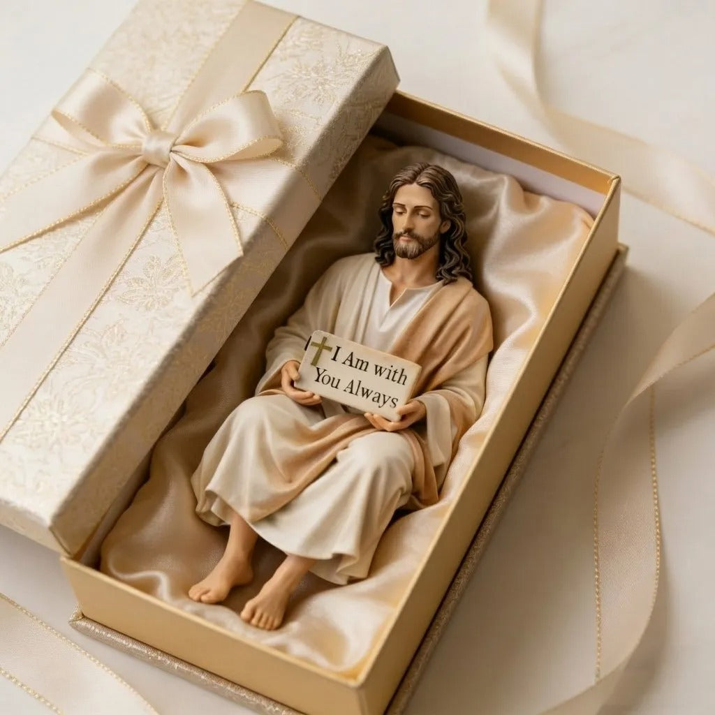 Hand-Painted Ceramic Jesus Figurine-Serene Desk Companion