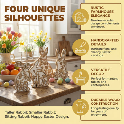 Easter Rabbit Table Wooden Signboard Decorative Set