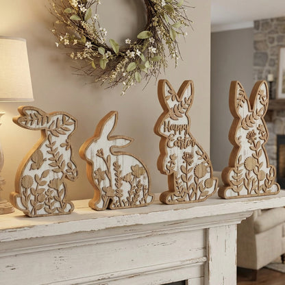 Easter Rabbit Table Wooden Signboard Decorative Set
