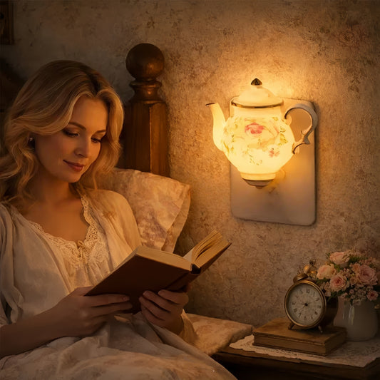 Vintage Pastoral Teapot Plug-In Night Light
