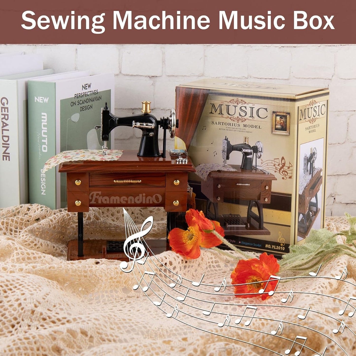 Vintage Sewing Machine Music Box