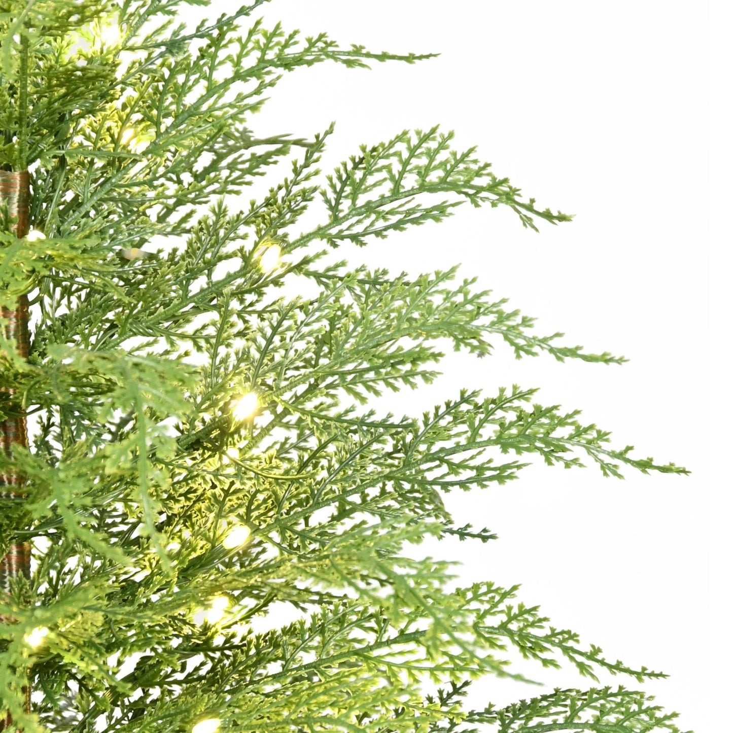 Pre-Lit Green Cypress Artificial Christmas Tree With Woven Basket And Timer