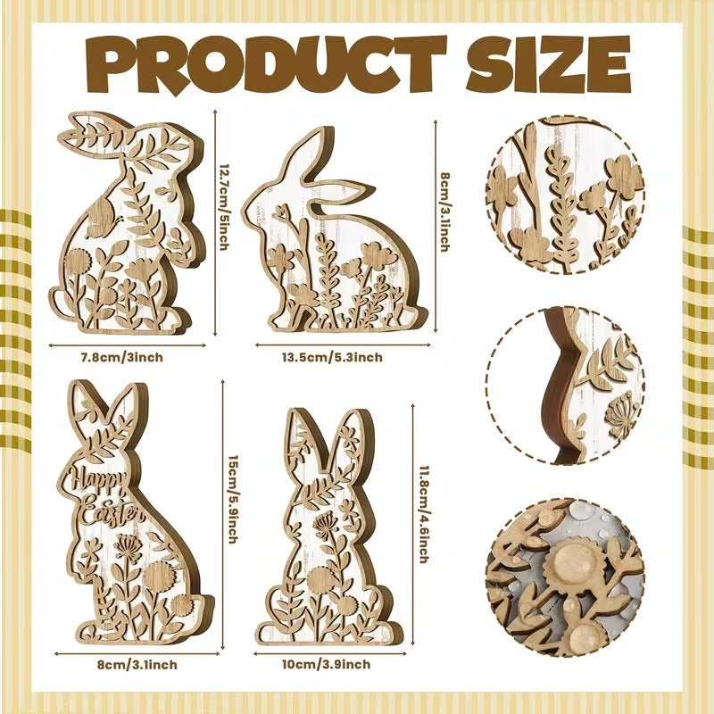 Easter Rabbit Table Wooden Signboard Decorative Set