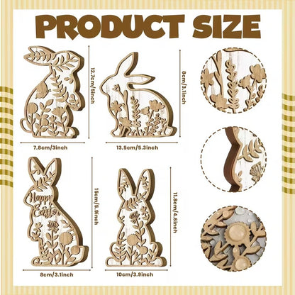 Easter Rabbit Table Wooden Signboard Decorative Set