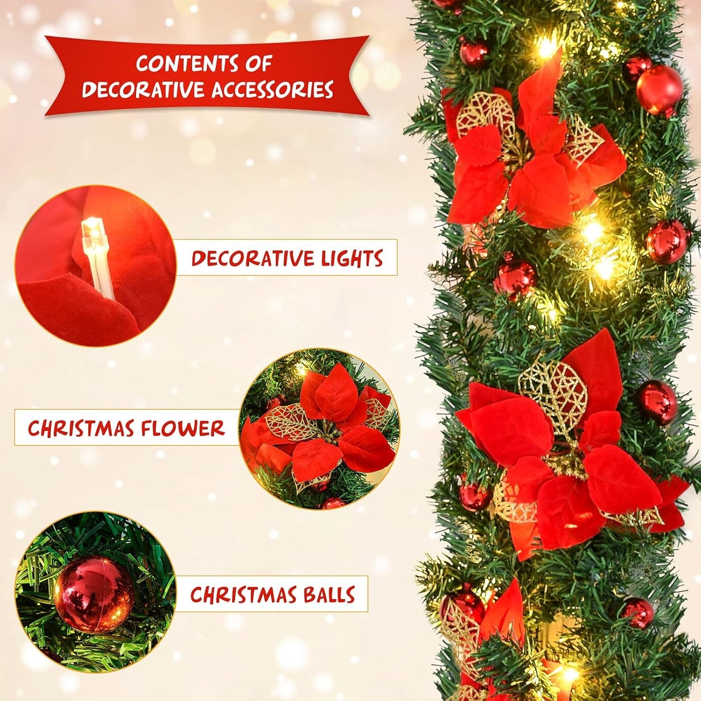 🎄2025 Christmas On Sale✨Christmas  Garlands with LED Lights
