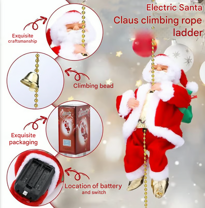 🎄2025 Christmas On Sale🎅Electric Climbing Santa Claus on Beads Chain Ladder with Music