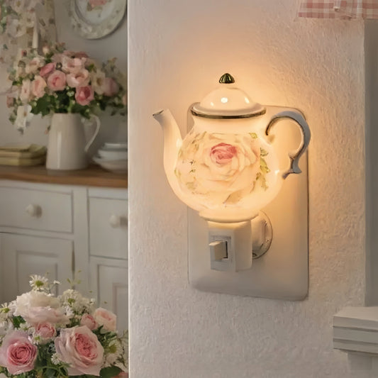 Vintage Pastoral Teapot Plug-In Night Light