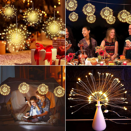 🎄2025 Christmas On Sale✨4 Pack Hanging Firework Lights with 8 Modes